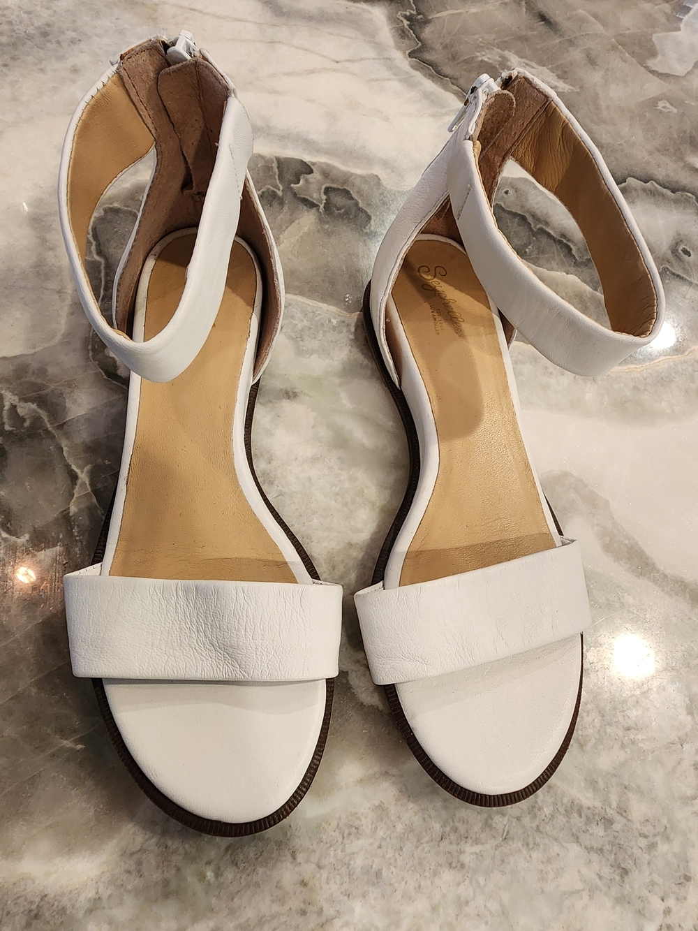 Seychelles White Ankle Strap Open-Toe Sandals